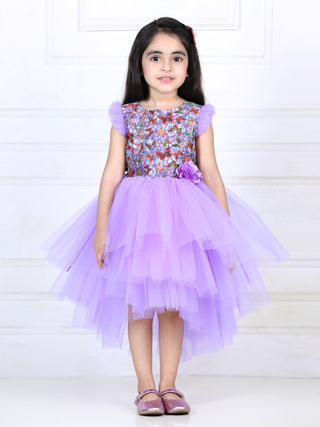 

Toy Balloon kids Girls Lavender Floral Net Dress