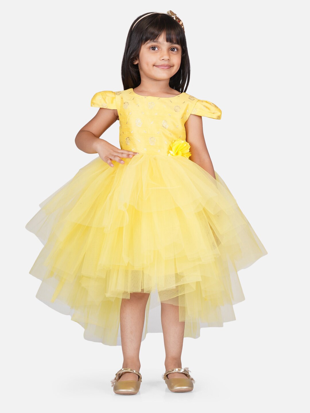 

Toy Balloon kids Girls Net High-Low Fit & Flare Dress, Yellow