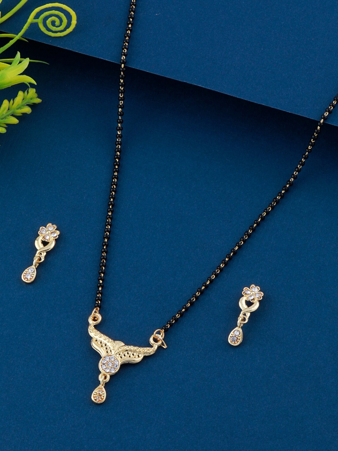 

Silver Shine Gold-Plated & Diamond-Studded Mangalsutra Set