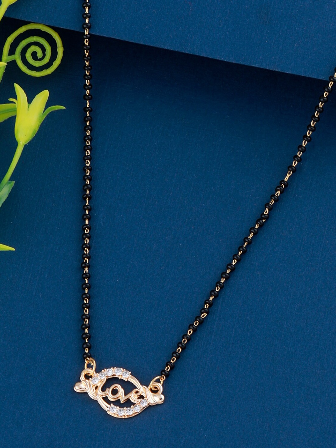 

Silver Shine Gold-Plated & Toned Beaded & Stones-Studded Mangalsutra