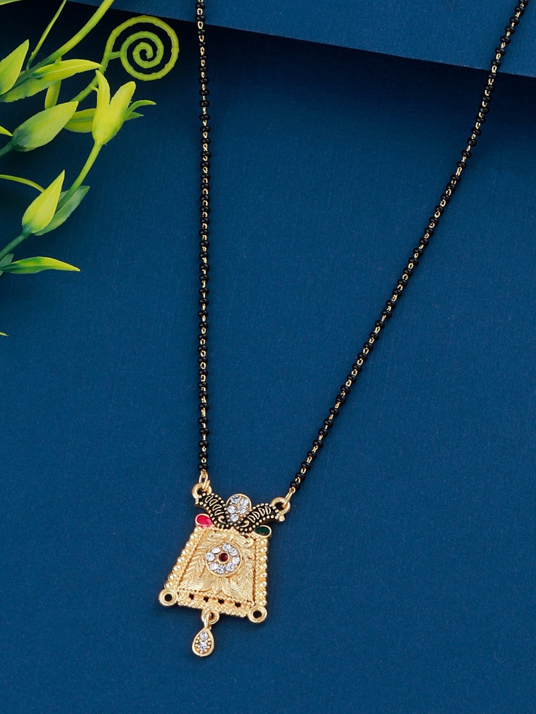 

Silver Shine Gold-Plated & Diamond-Studded Mangalsutra Set