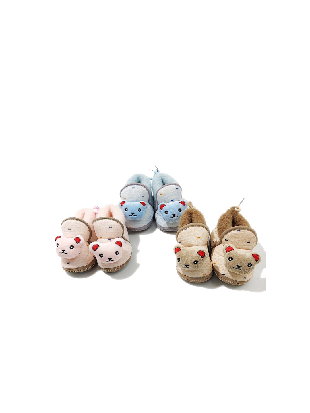 

Moms Home Infants Set Of 3 Wool Booties, Pink