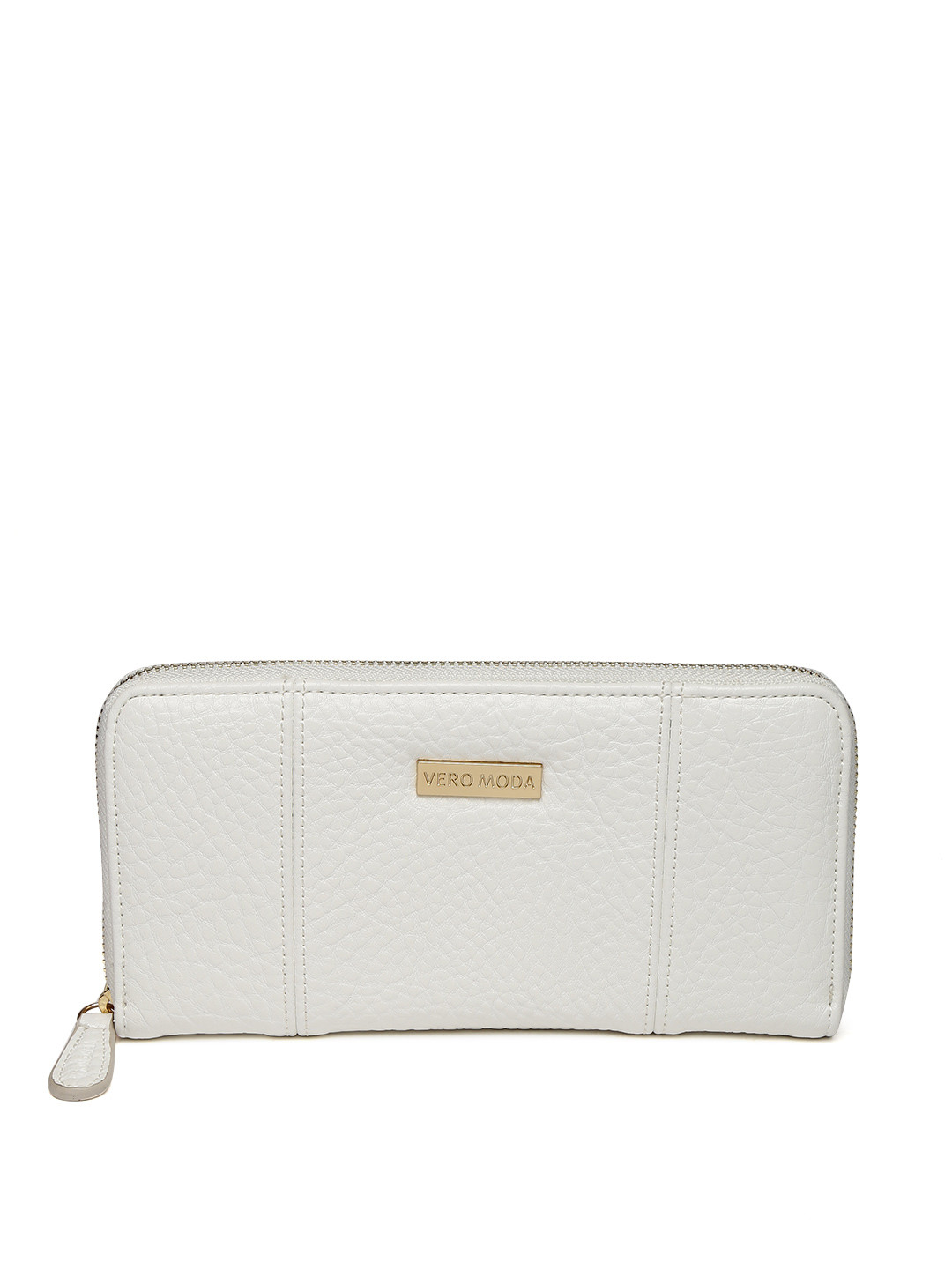 

Vero Moda Women White Textured Zip-Around Wallet