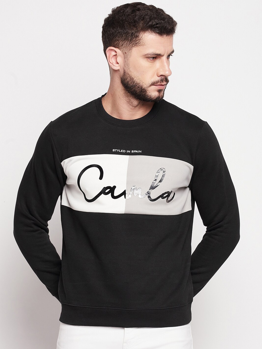 

CAMLA Men Black Printed Sweatshirt