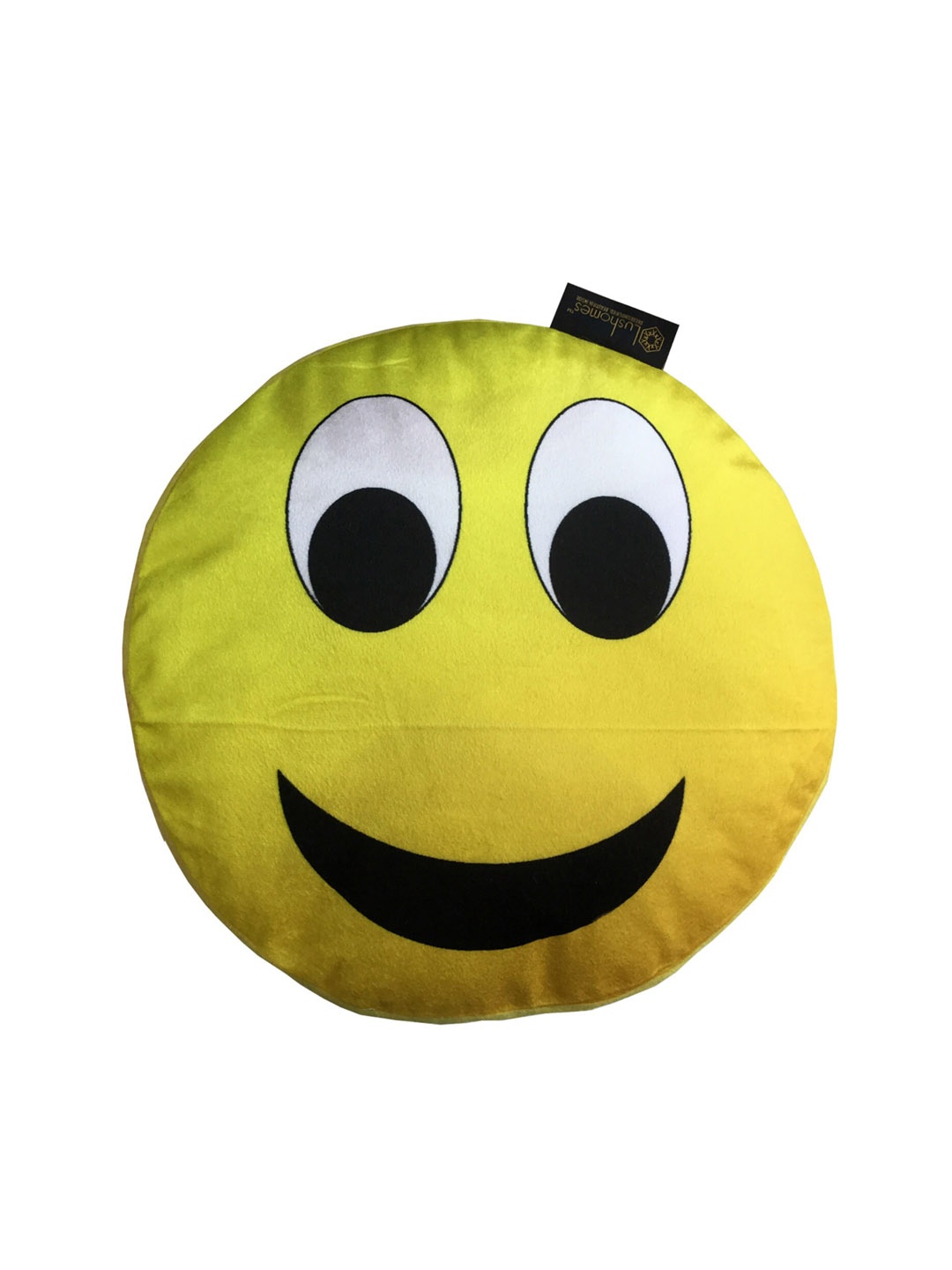 

Lushomes Happy Smiley Emoticon Velvet Cushion, Yellow