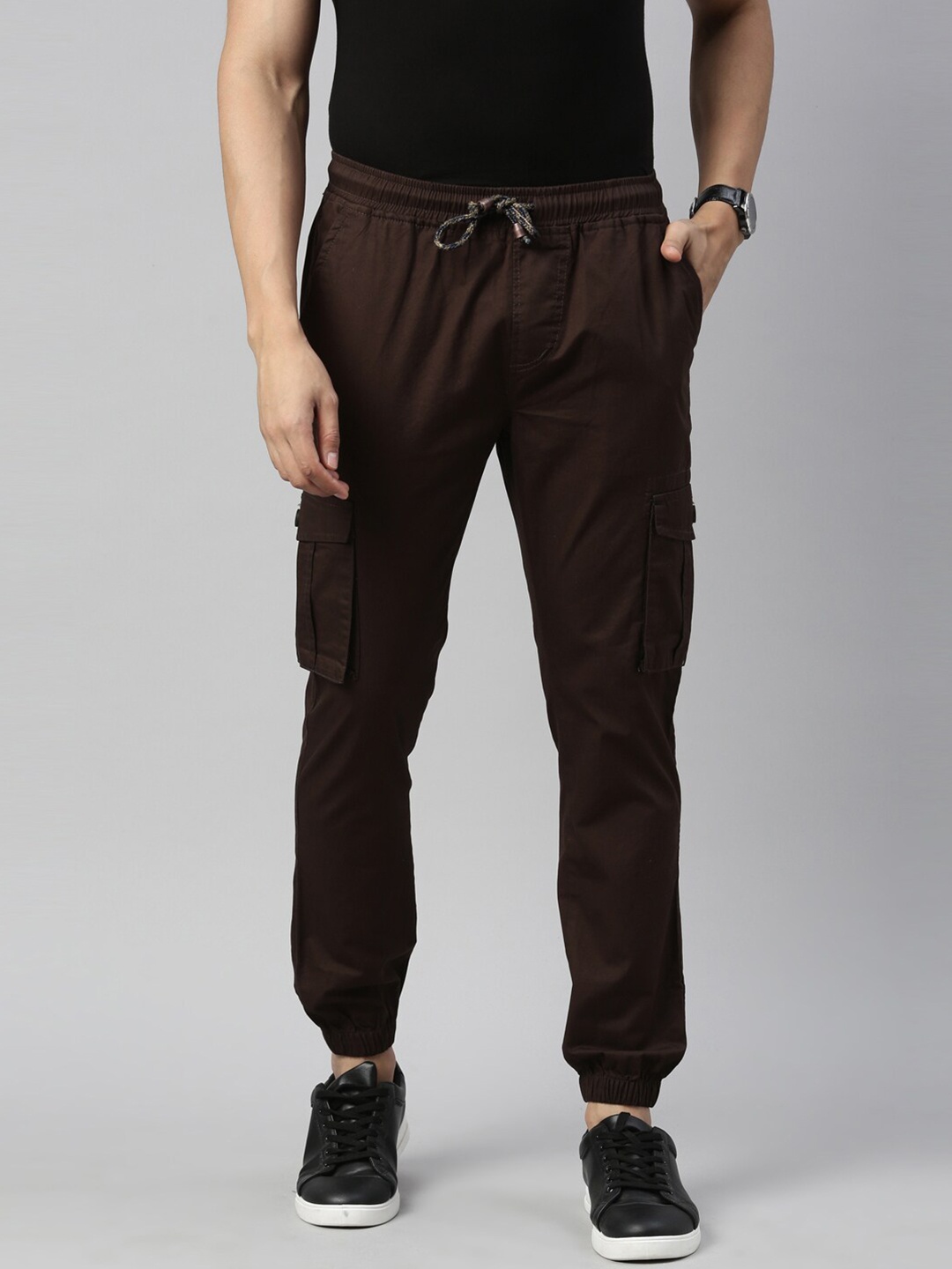 

CINOCCI Men Coffee Brown Slim Fit Jogger