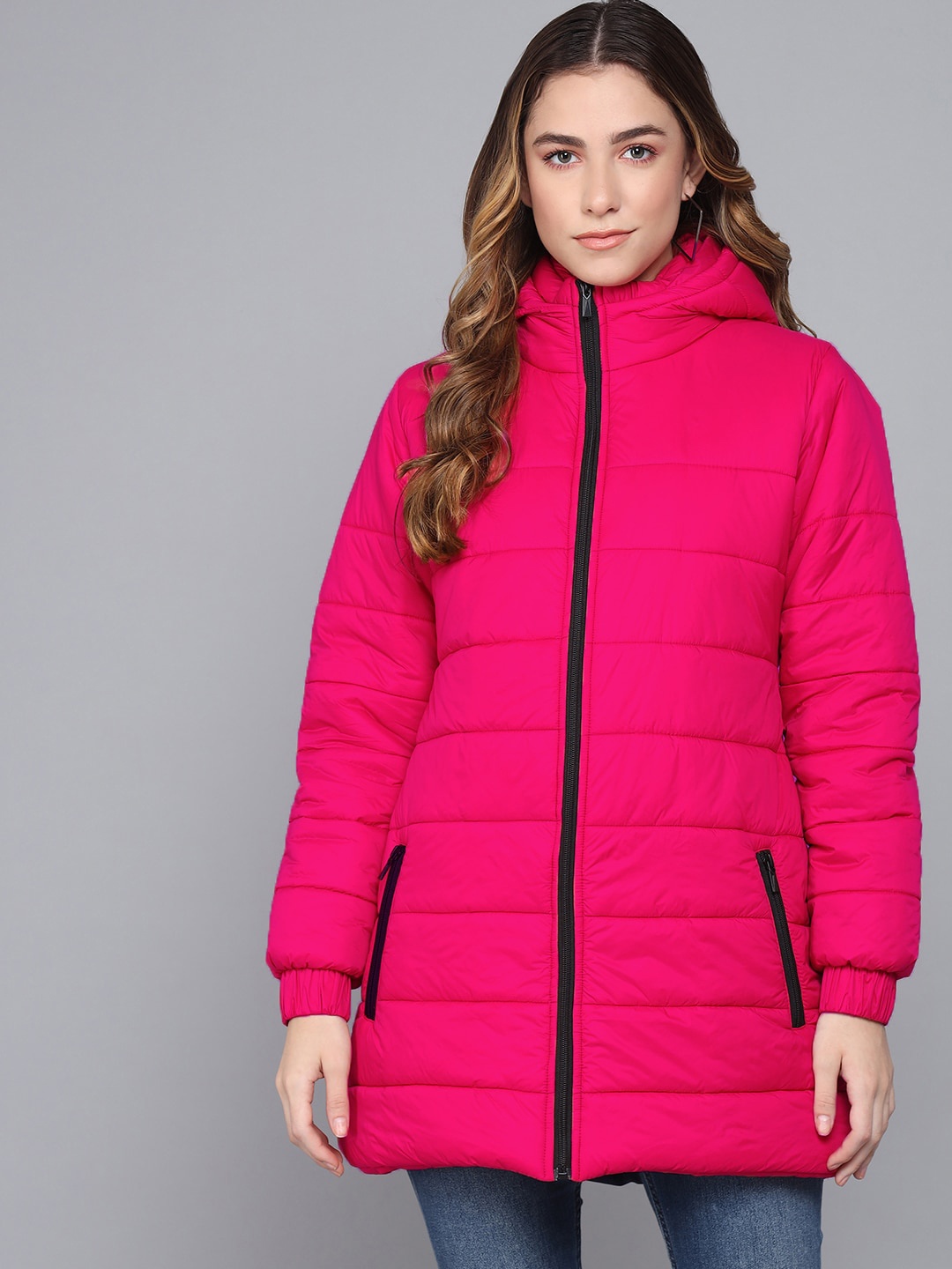 

Kotty Women Hooded Longline Puffer Jacket, Pink