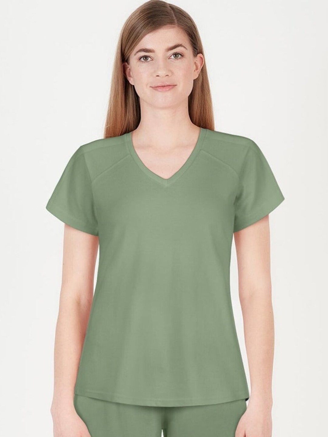 

Saltpetre Women Green V-Neck Organic Cotton T-shirt