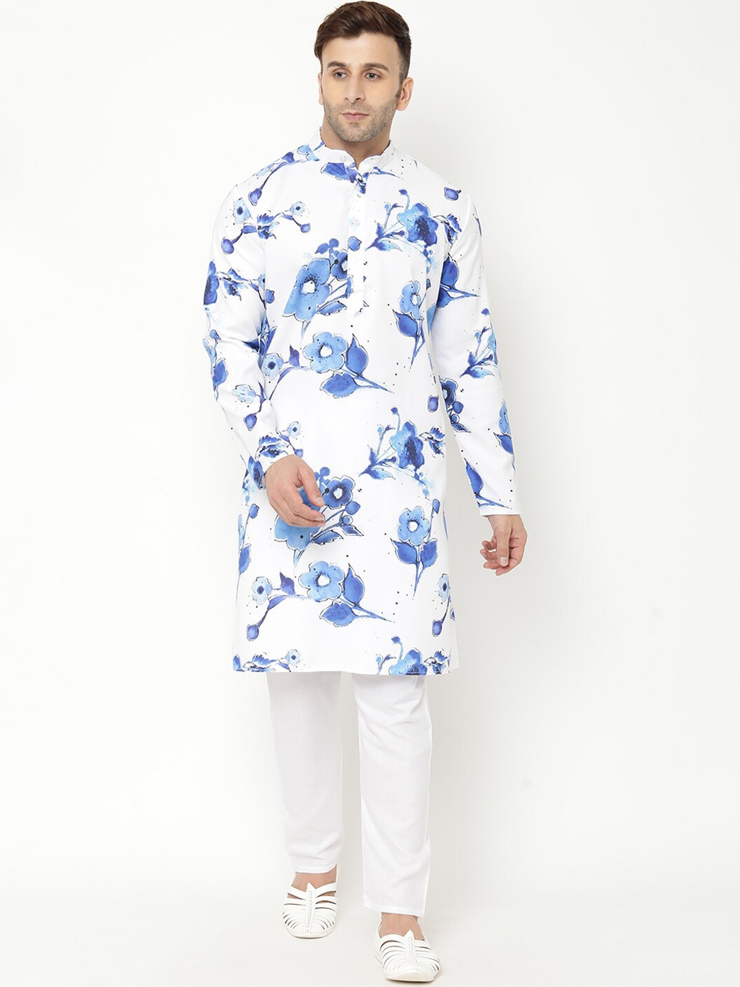 

Hangup Men Printed Kurta with Pyjama, Blue