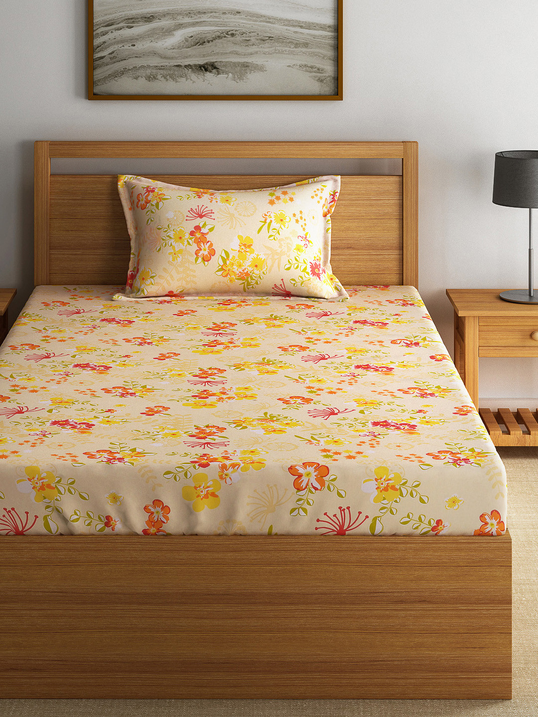 

Swayam Eco Orange Cotton 144 TC Single Bedsheet with 1 Pillow Cover