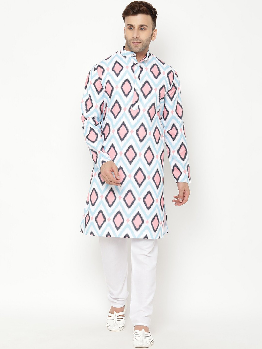 

Hangup Men Printed Kurta with Pyjamas, Blue