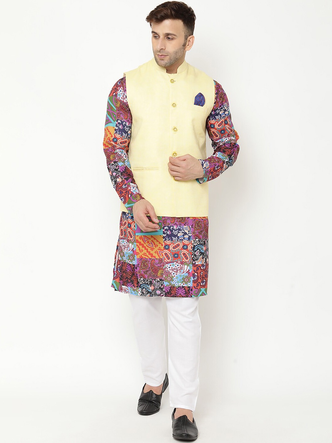 

Hangup Men Red Printed Kurta with Pyjamas