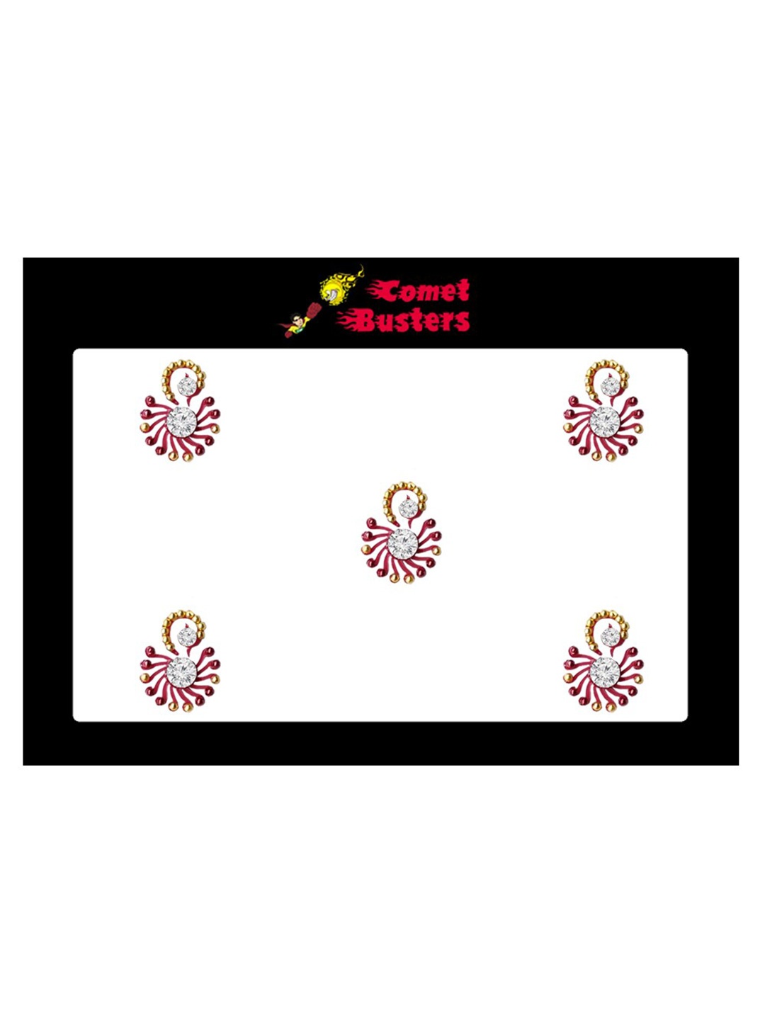 

Comet Busters 5 Pcs Embellished Reusable Designer Bindis - Red
