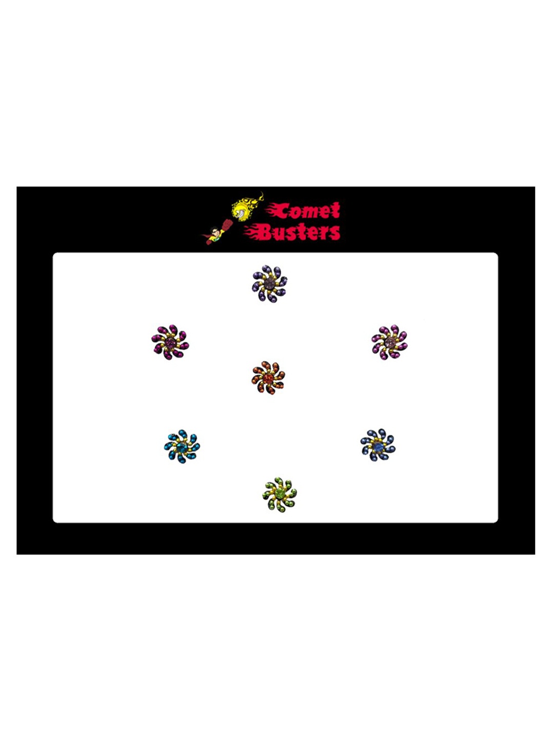

Comet Busters 7 Pcs Embellished Reusable Designer Bindis - Multicoloured, Multi