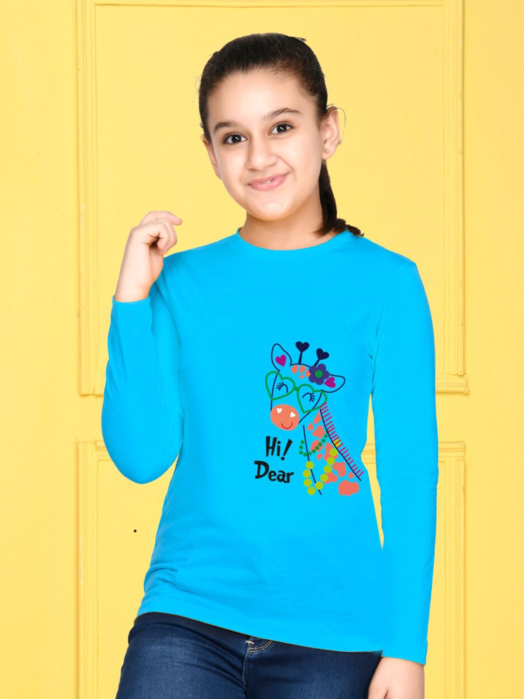 

NUSYL Girls Pack of 3 Blue & White Printed T-shirt