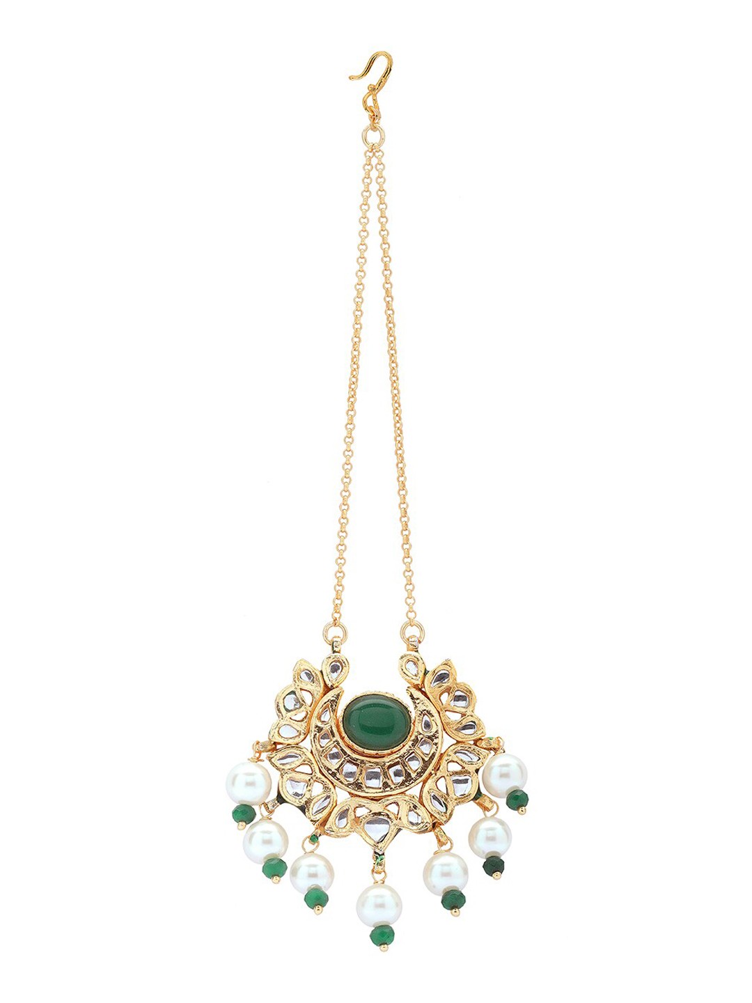 

Ahaanya Gold-Plated kundan Studded Head Jewellery, White