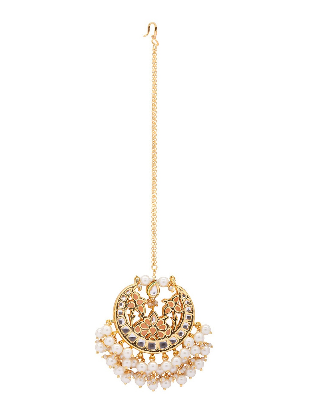 

Ahaanya Gold-Plated Kundan Studded & Beaded Maang Tikka
