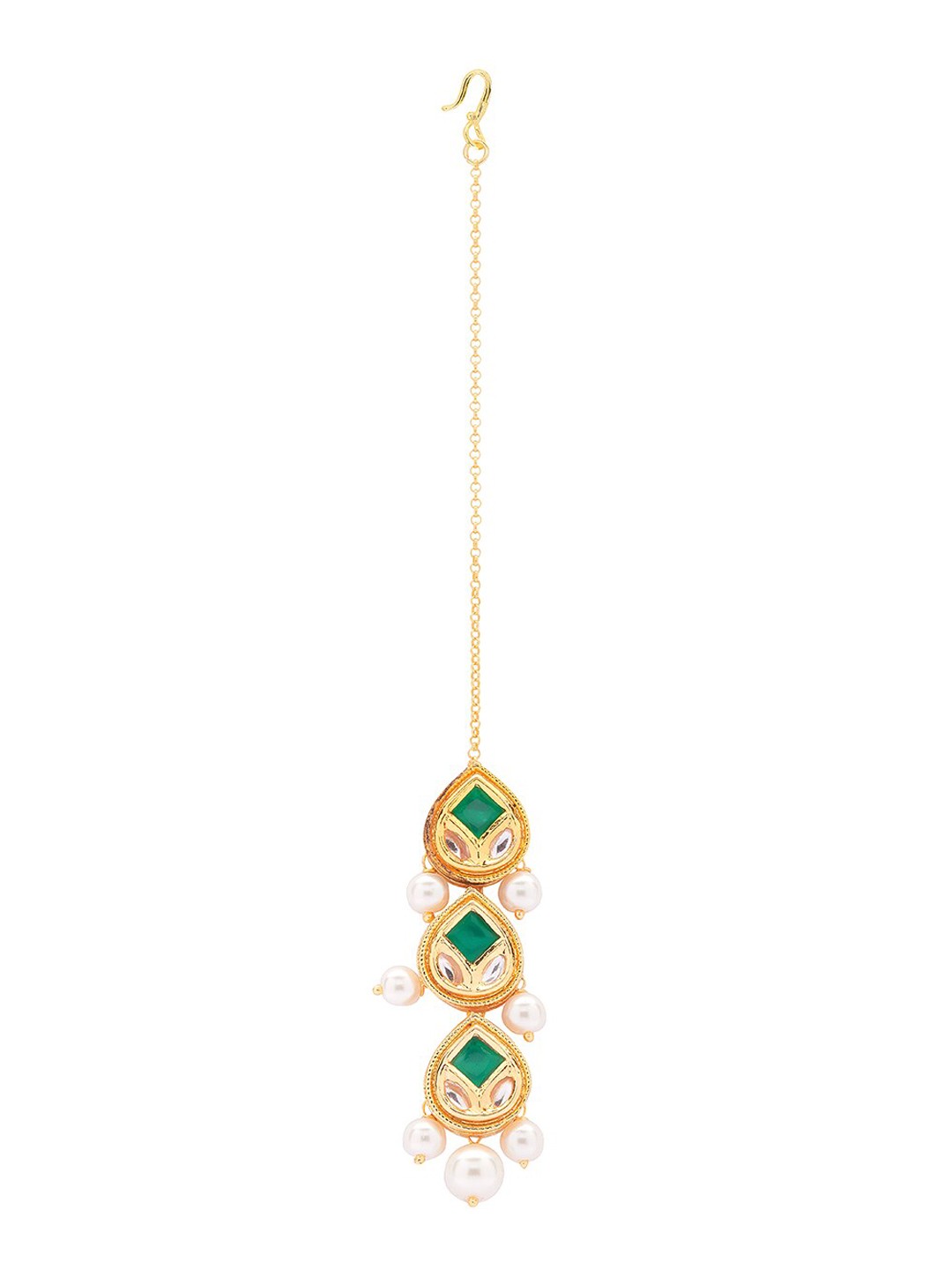 

Ahaanya Gold-Plated Studded & Beaded Maang Tikka
