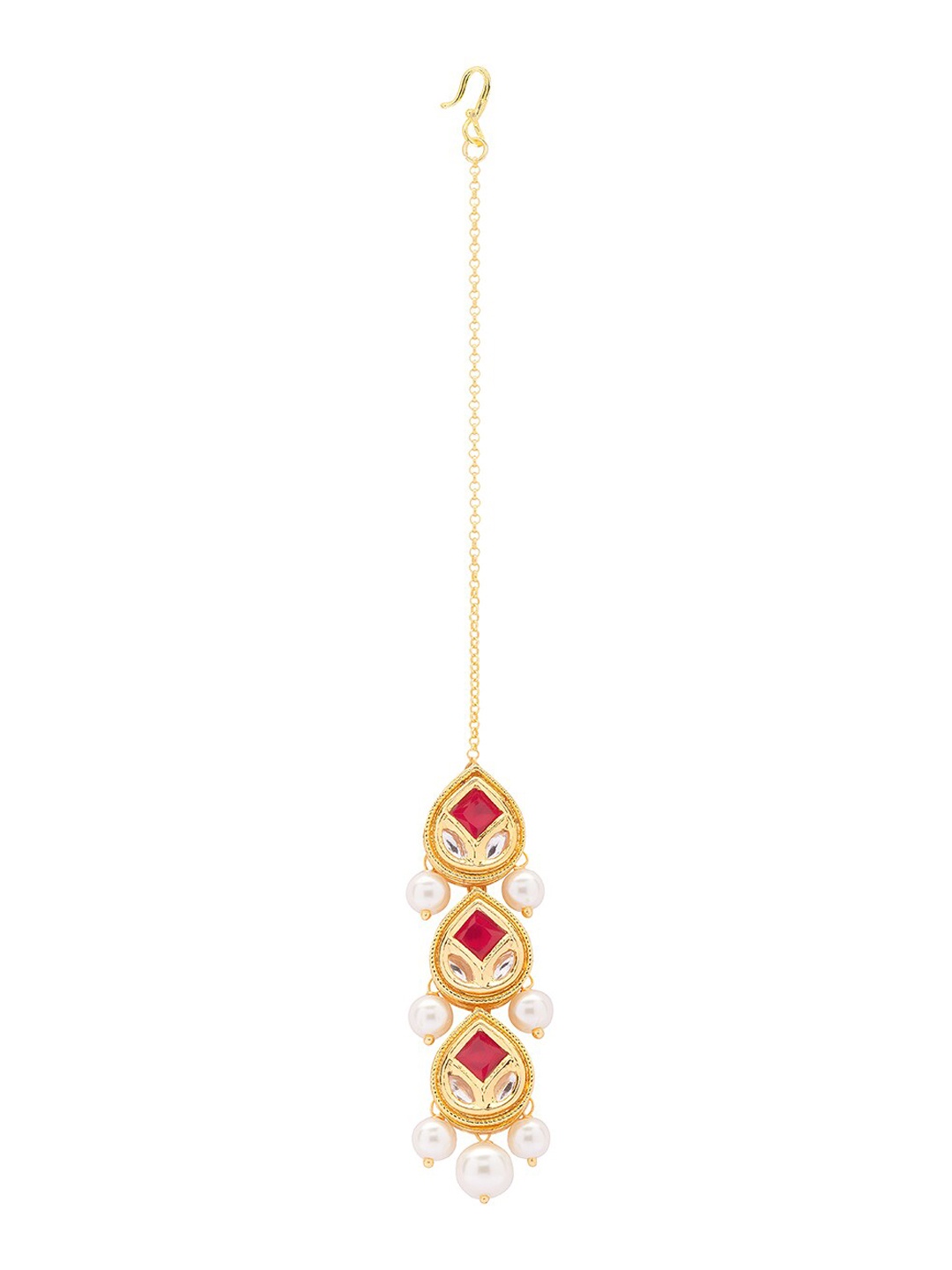 

Ahaanya Gold-Plated Kundan Studded & Beaded Maang Tikka