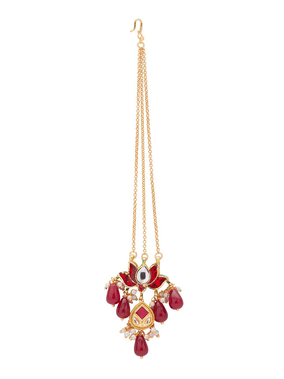 

Ahaanya Gold-Plated Kundan Studded & Beaded Maang Tikka