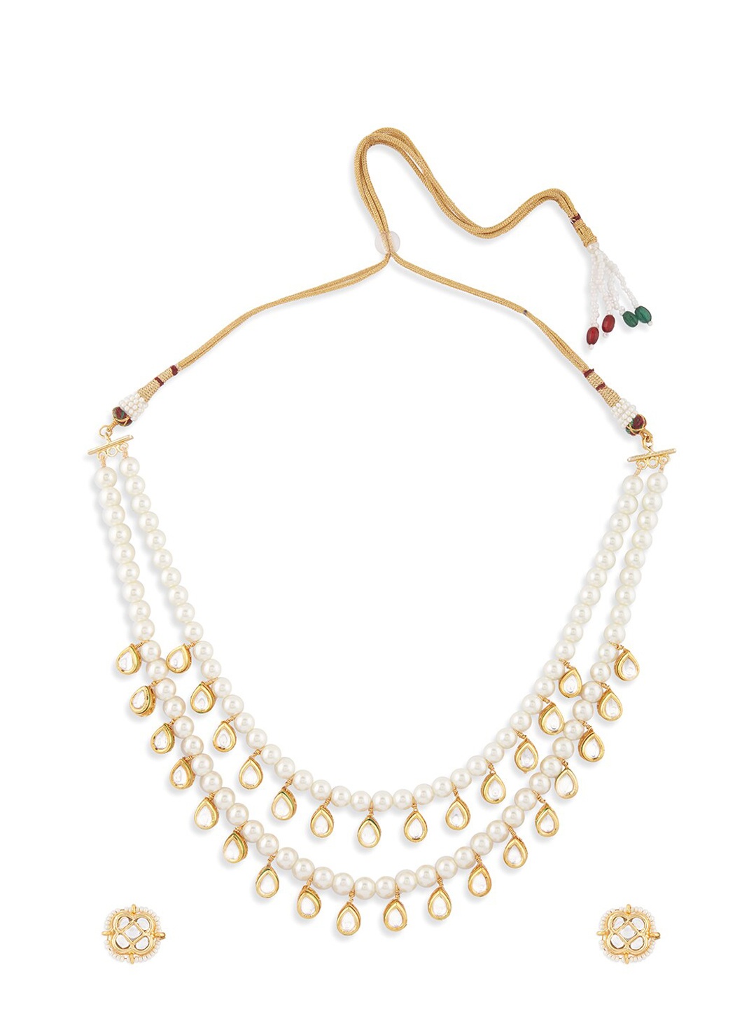 

Ahaanya Gold-Plated Pearls Studded & Beaded Jewellery Set