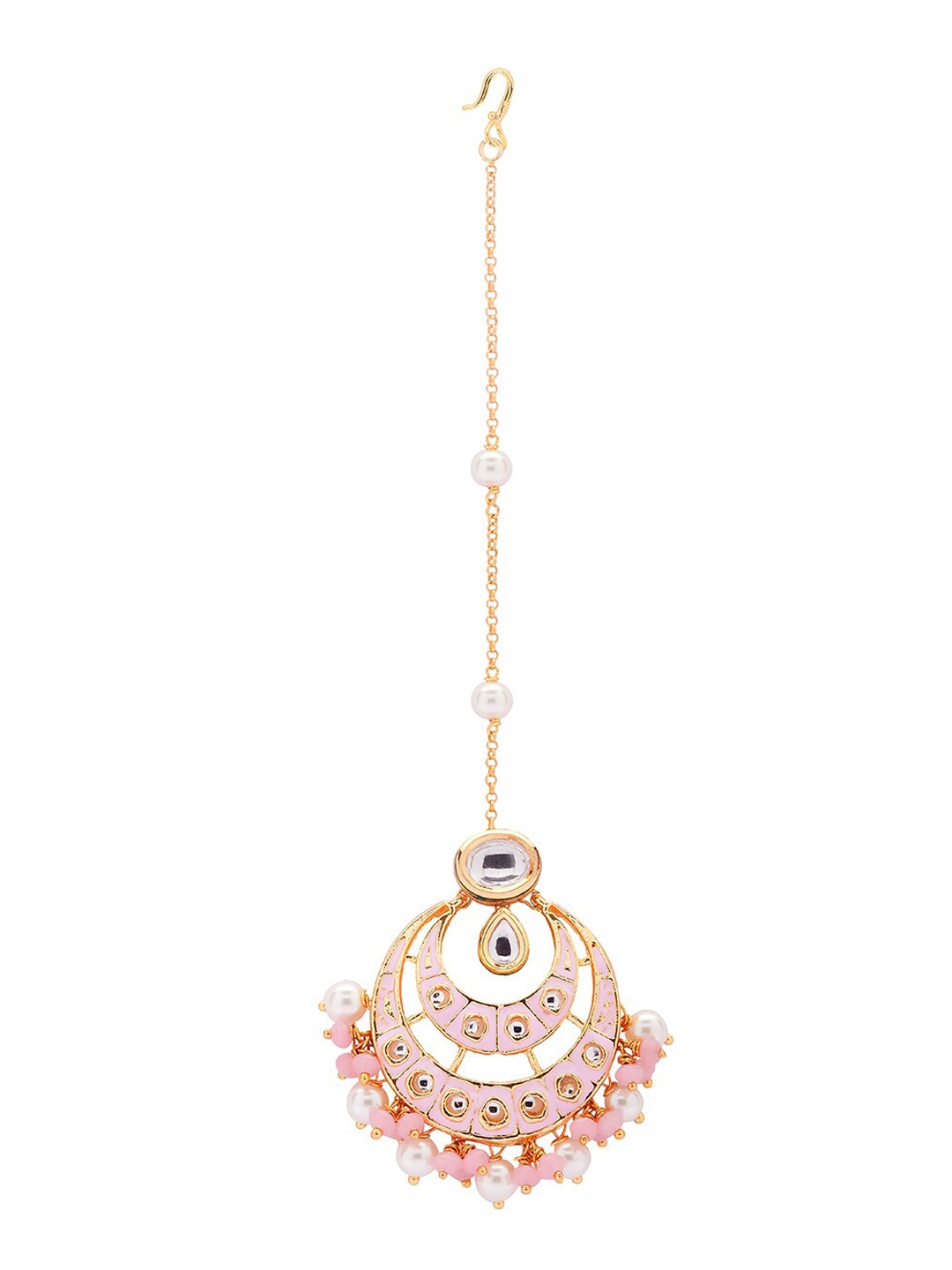 

Ahaanya Gold-Plated Kundan Studded & Pearls Beaded Maangtika