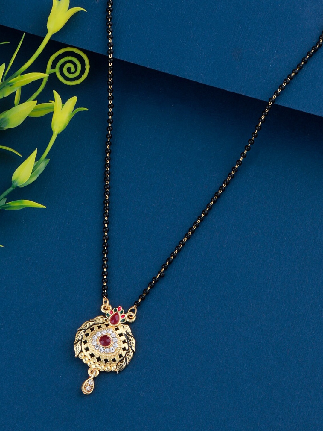 

Silver Shine Gold-Plated & Beaded Mangalsutra