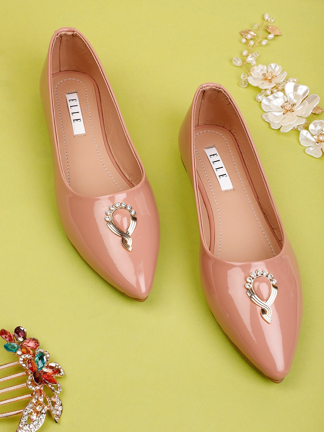 

ELLE Women Peach-Coloured Ballerinas Flats