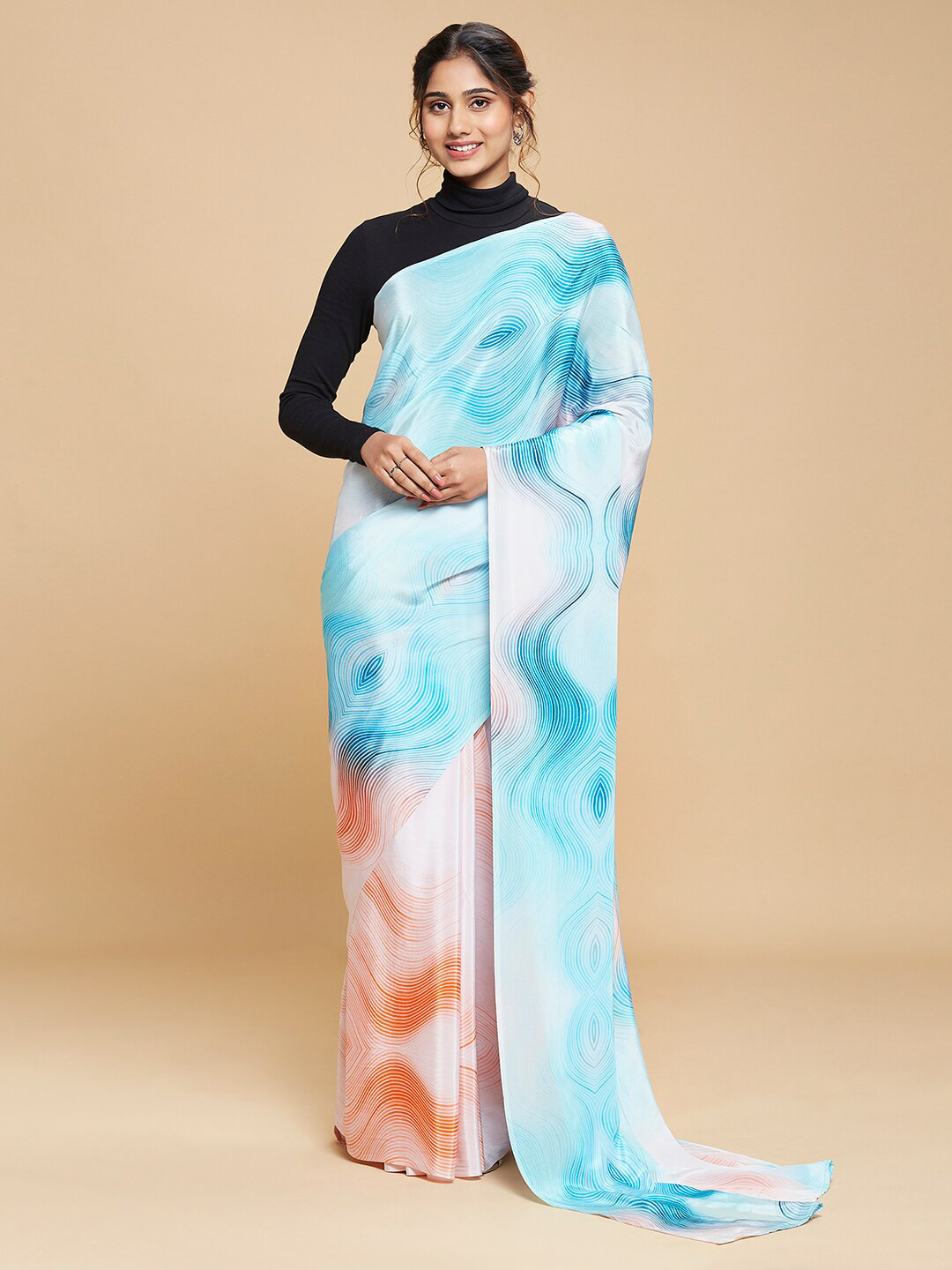 

navyasa Pure Crepe Saree, Peach