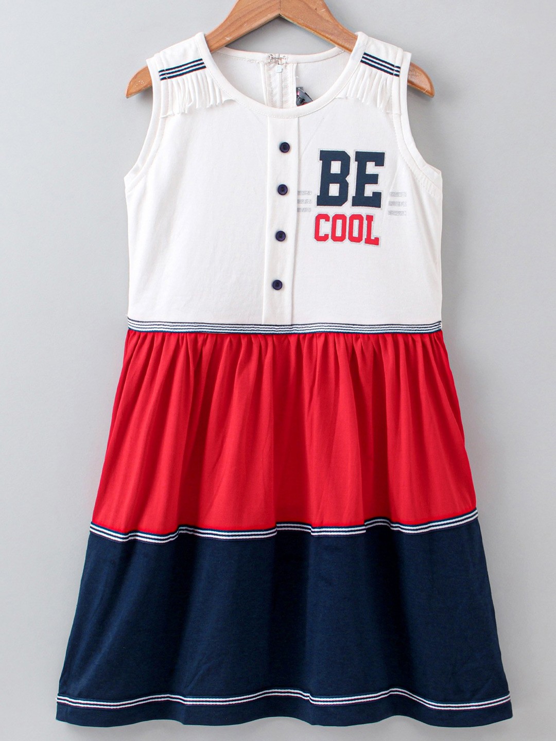 

Enfance Girls Typography Printed Fit & Flare Dress, White