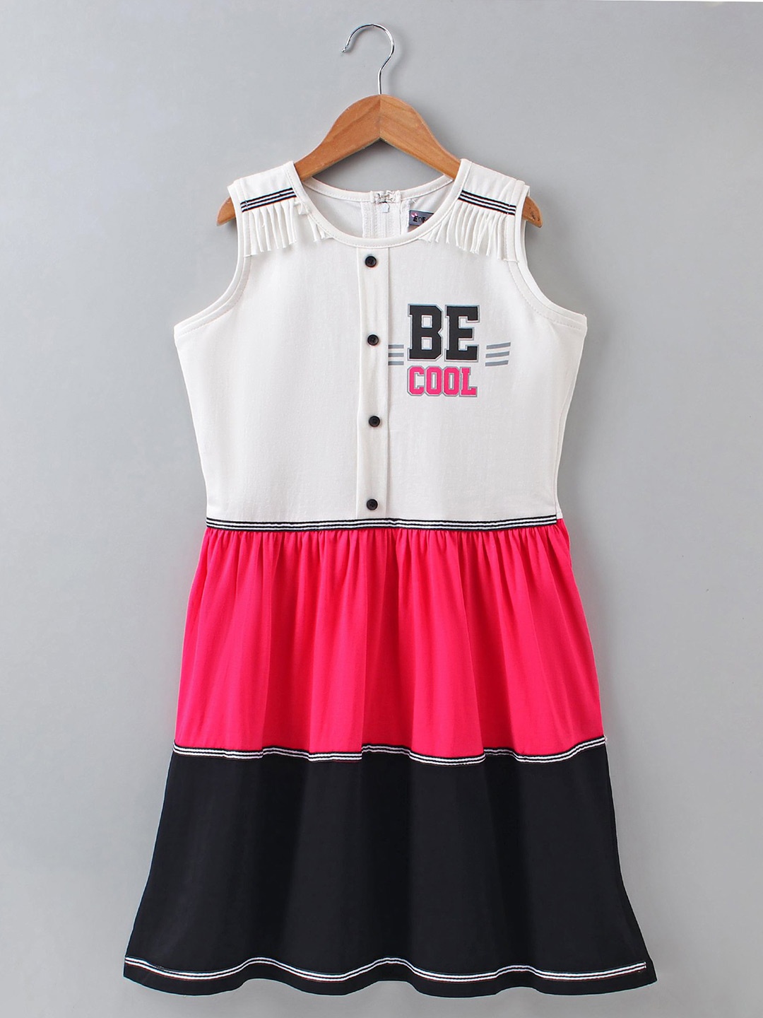 

Enfance Girls Typography Printed Fit & Flare Dress, Pink
