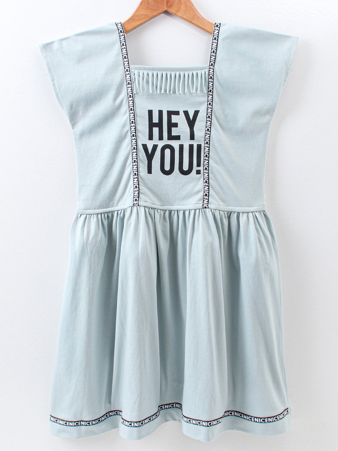

Enfance Girls Typography Printed Fit & Flare Dress, Grey