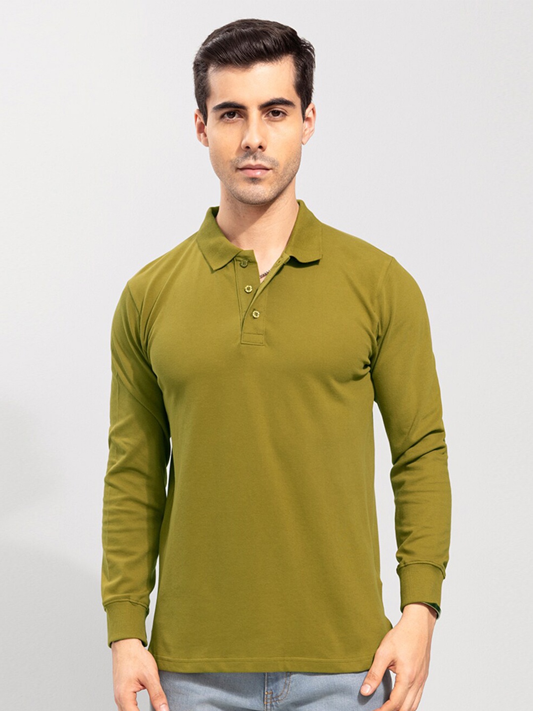 

Snitch Men Green Polo Collar Slim Fit T-shirt