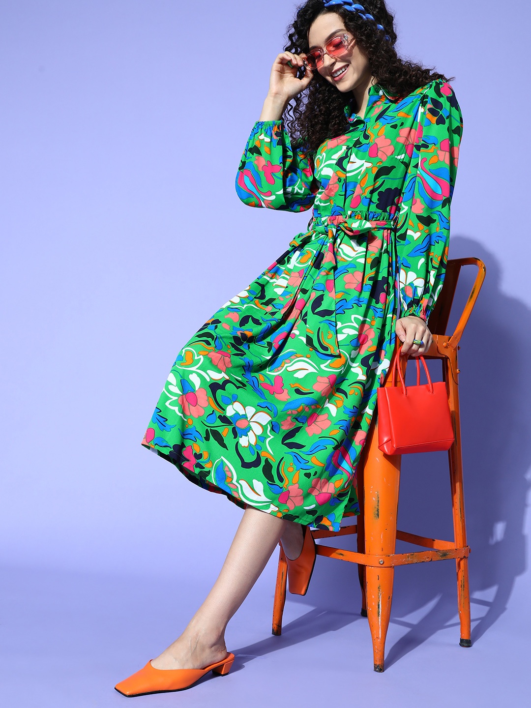 

plusS Women Green Floral Vacay Attire