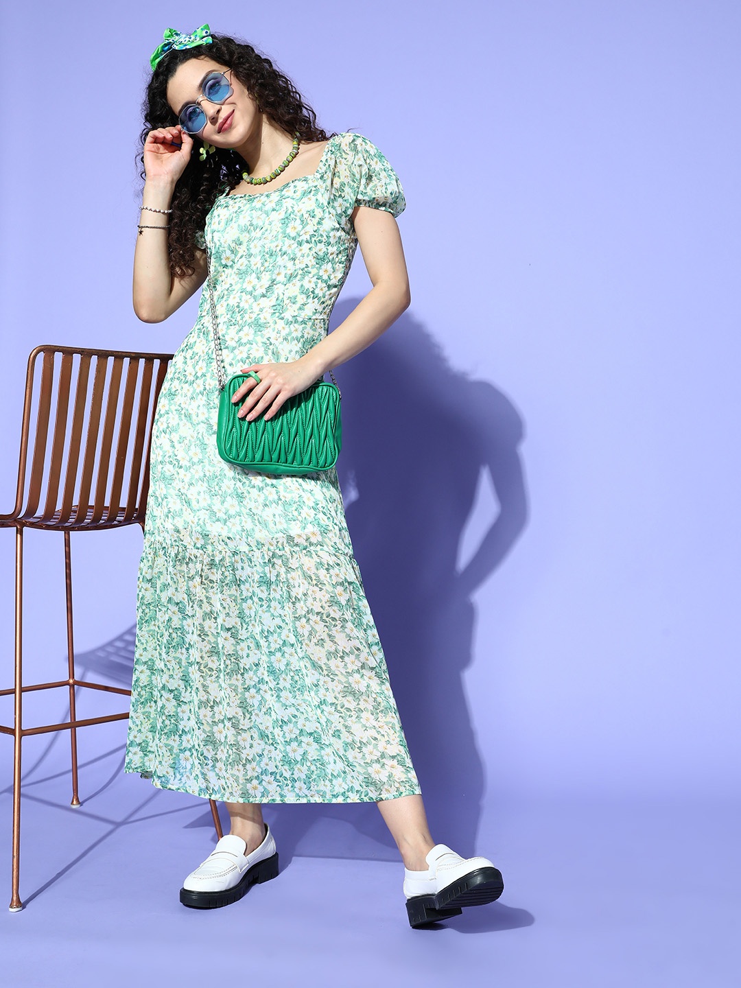 

plusS Women Stylish Green Floral Vacay Attire