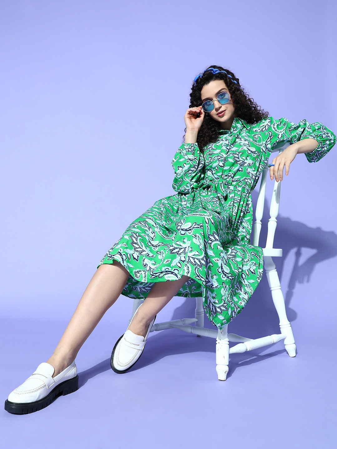 

plusS Women Stylish Green Ethnic Motifs Vacay Attire