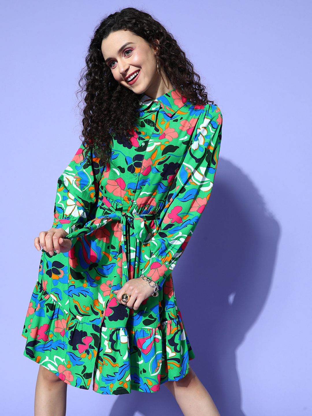 

plusS Women Green Floral Vacay Attire