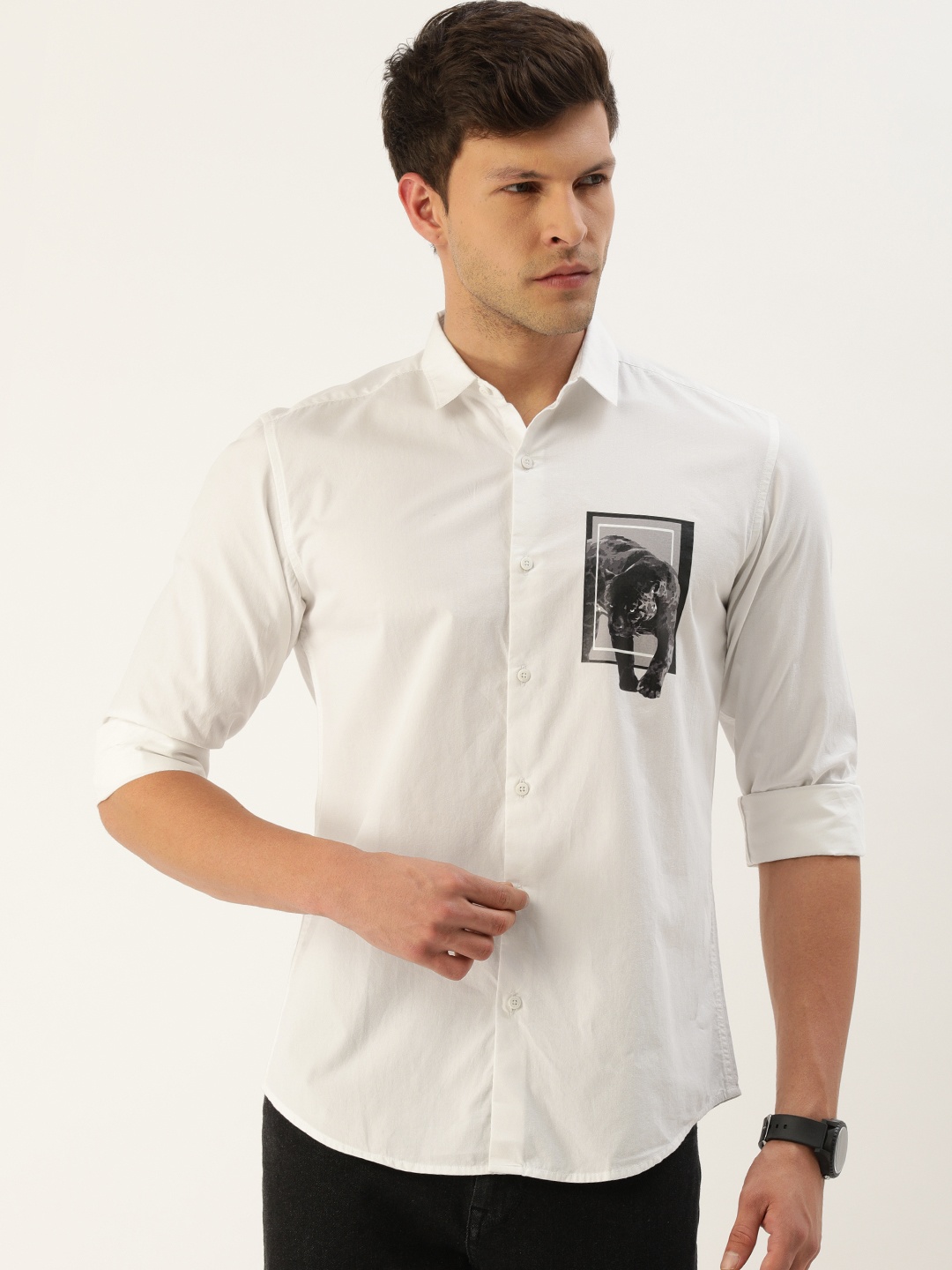 

Bene Kleed Men Slim Fit Printed Casual Shirt, White