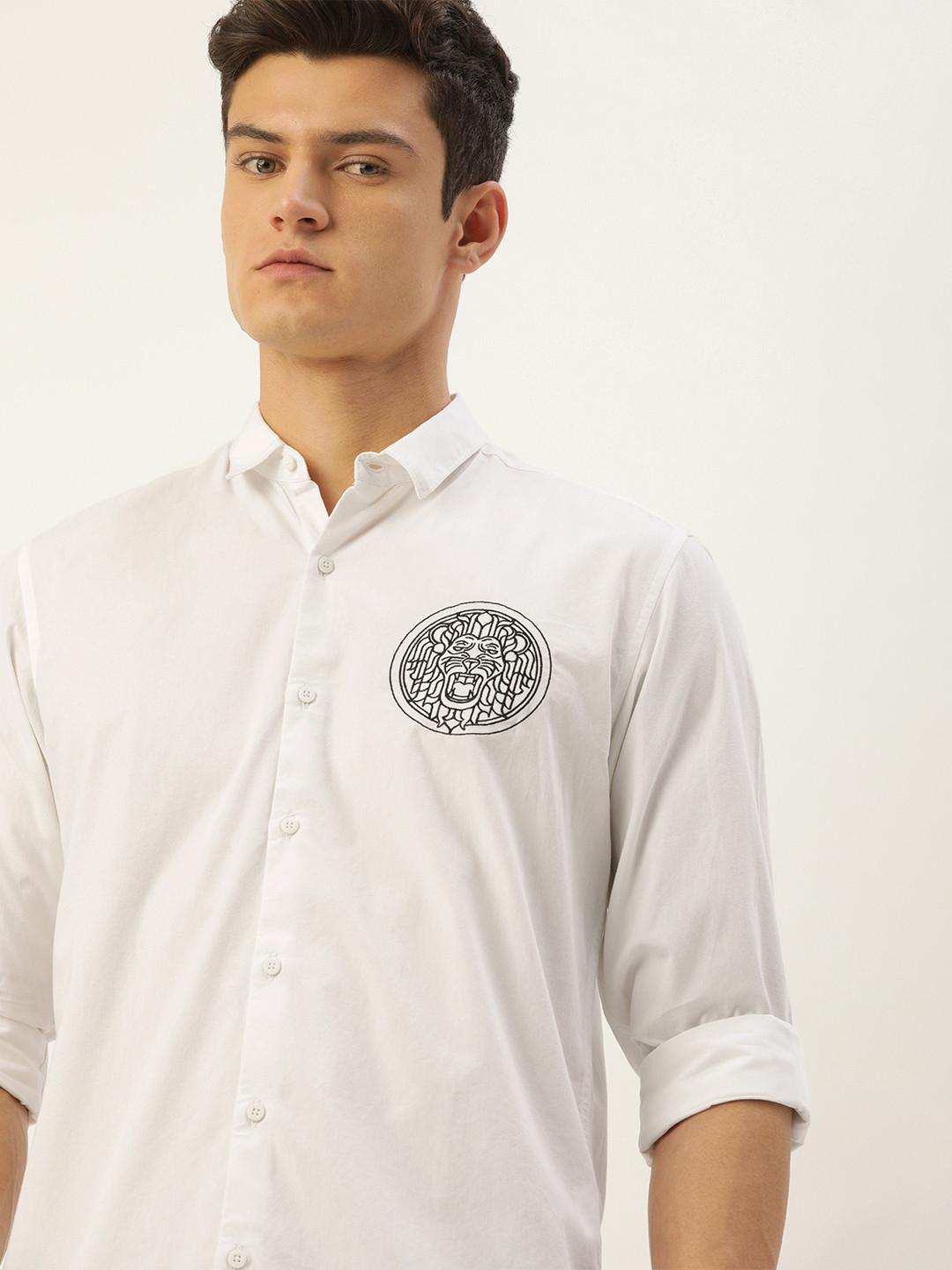 

Bene Kleed Men White Pure Cotton Solid Slim Fit Casual Shirt