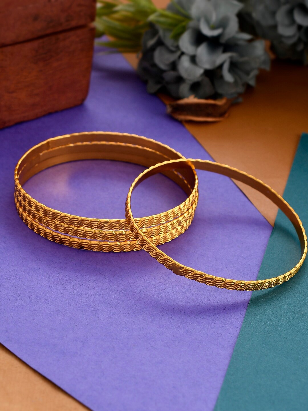 

Silvermerc Designs Set Of 4 Gold-Plated Gold-Colored Bangles