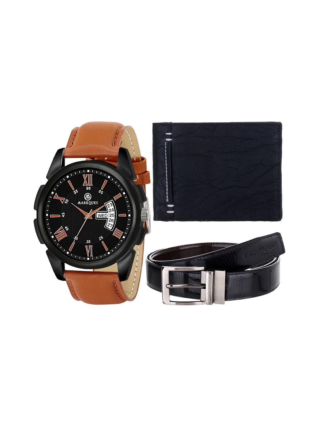 

MARKQUES Men Solid Accessory Gift Set, Black