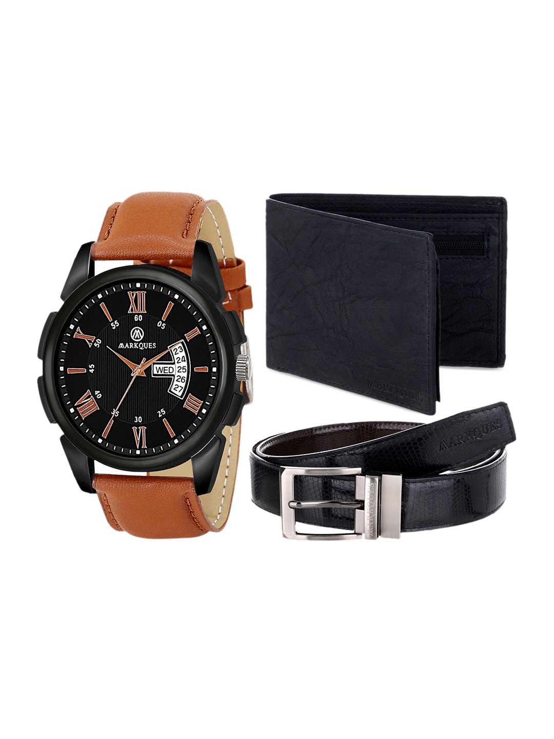 

MARKQUES Men Solid Accessory Gift Set, Black