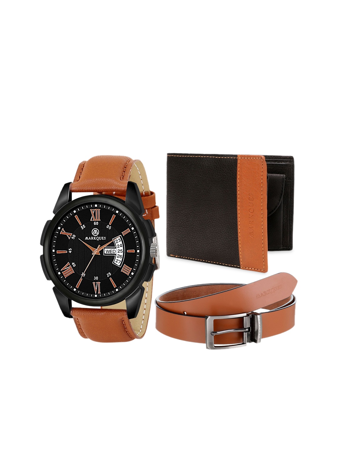 

MARKQUES Men Solid Accessory Gift Set, Black
