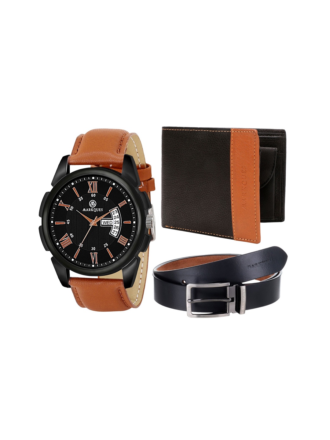 

MARKQUES Men Solid Accessory Gift Set, Black