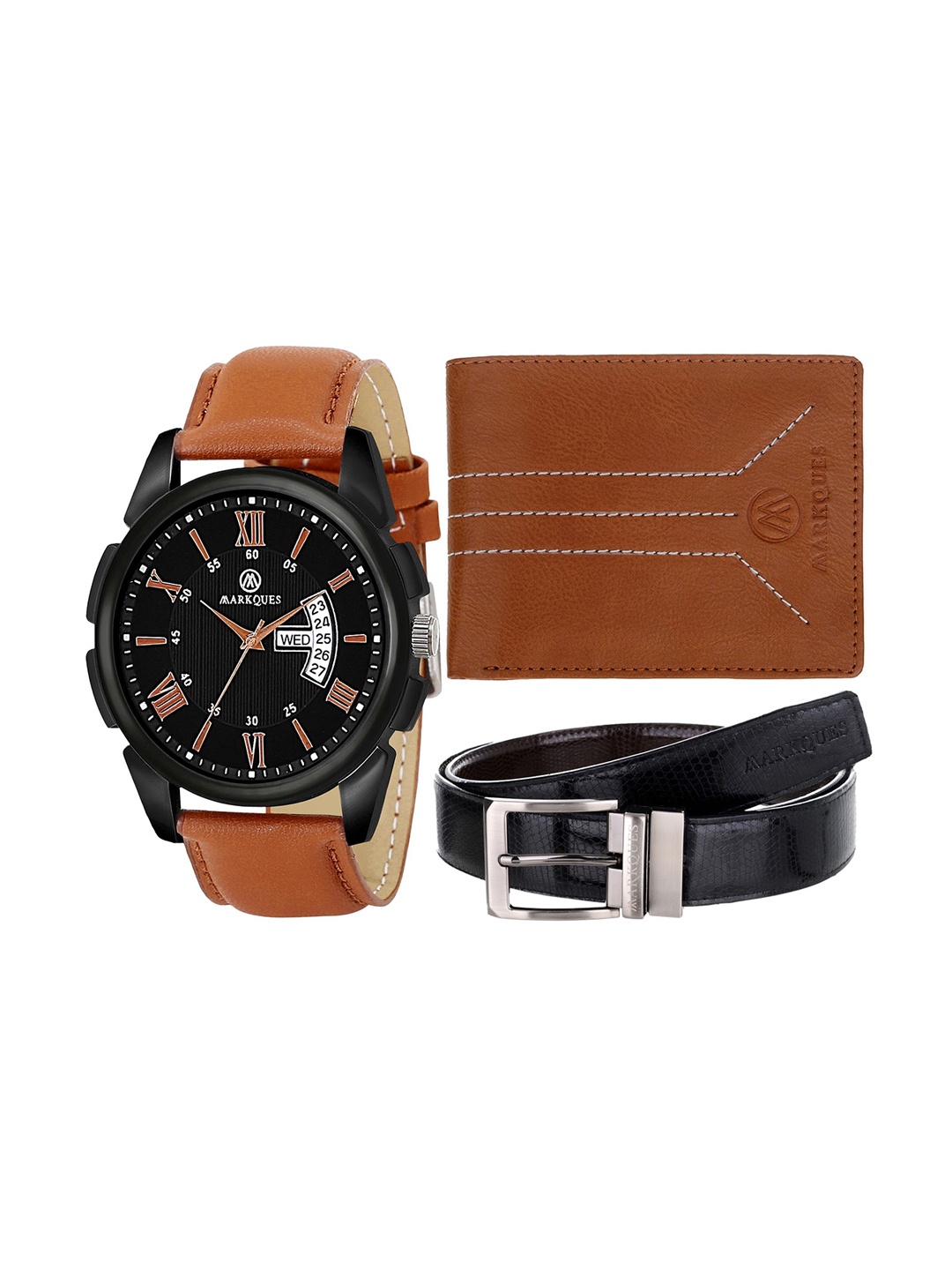 

MARKQUES Men Solid Accessory Gift Set, Black