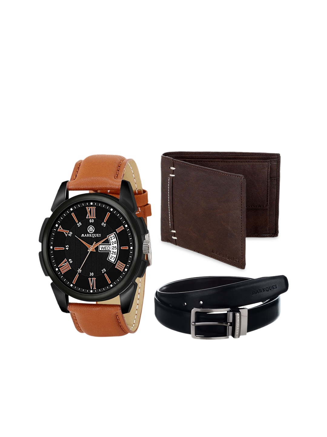 

MARKQUES Men Solid Accessory Gift Set, Black
