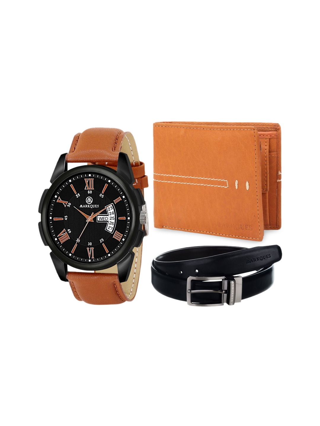 

MARKQUES Men Solid Accessory Gift Set, Black
