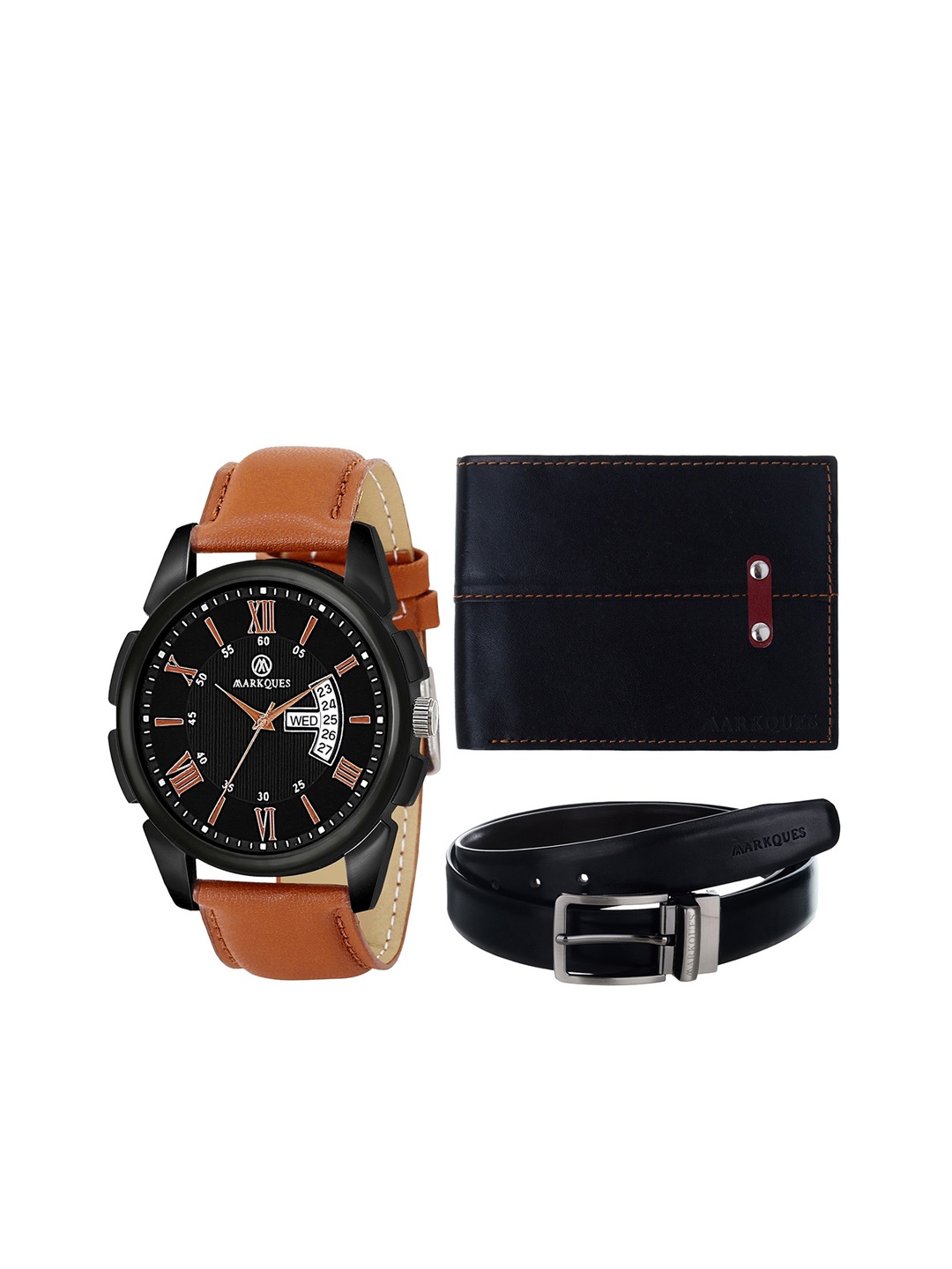 

MARKQUES Men Solid Accessory Gift Set, Black