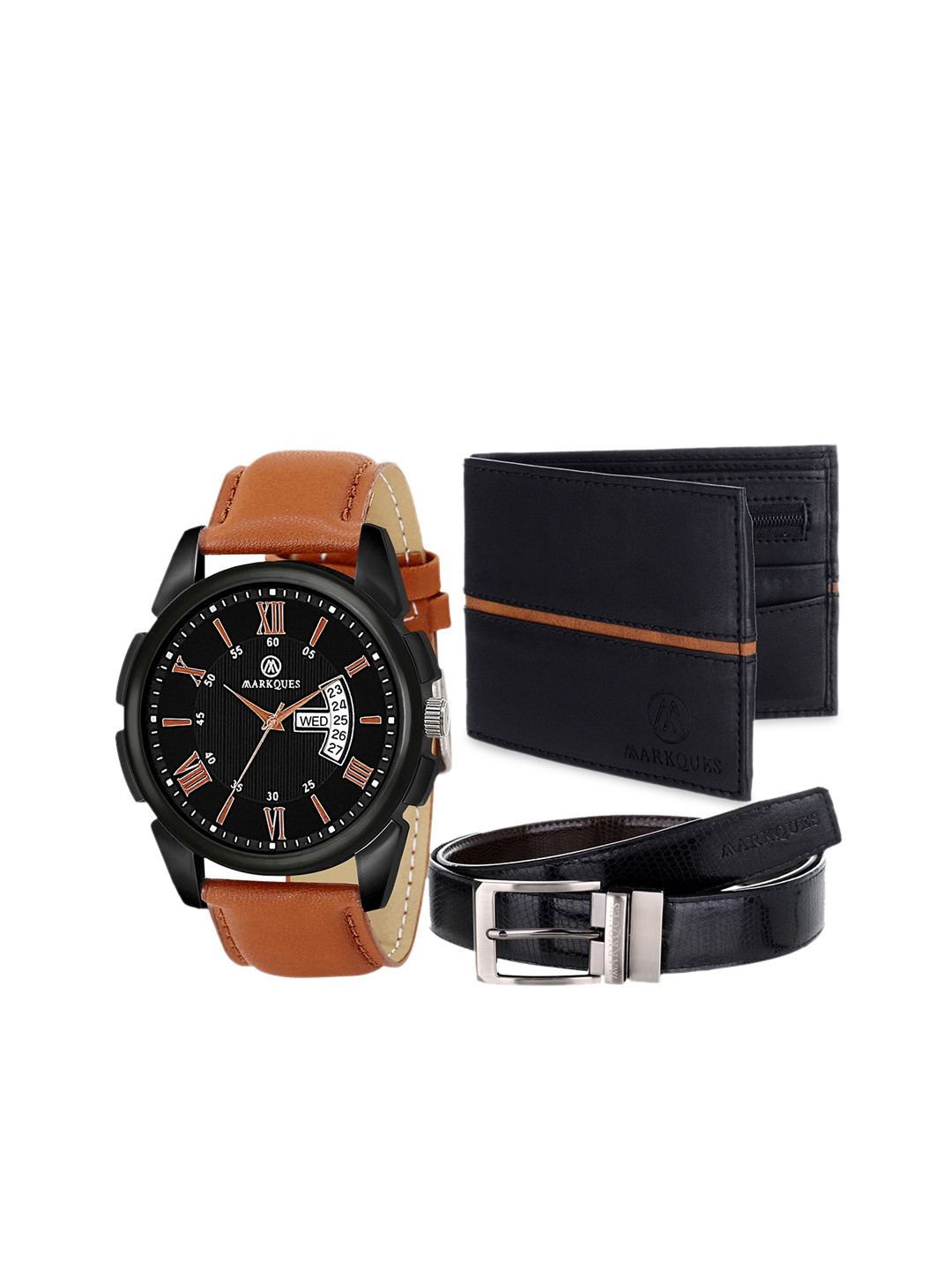 

MARKQUES Men Solid Accessory Gift Set, Black