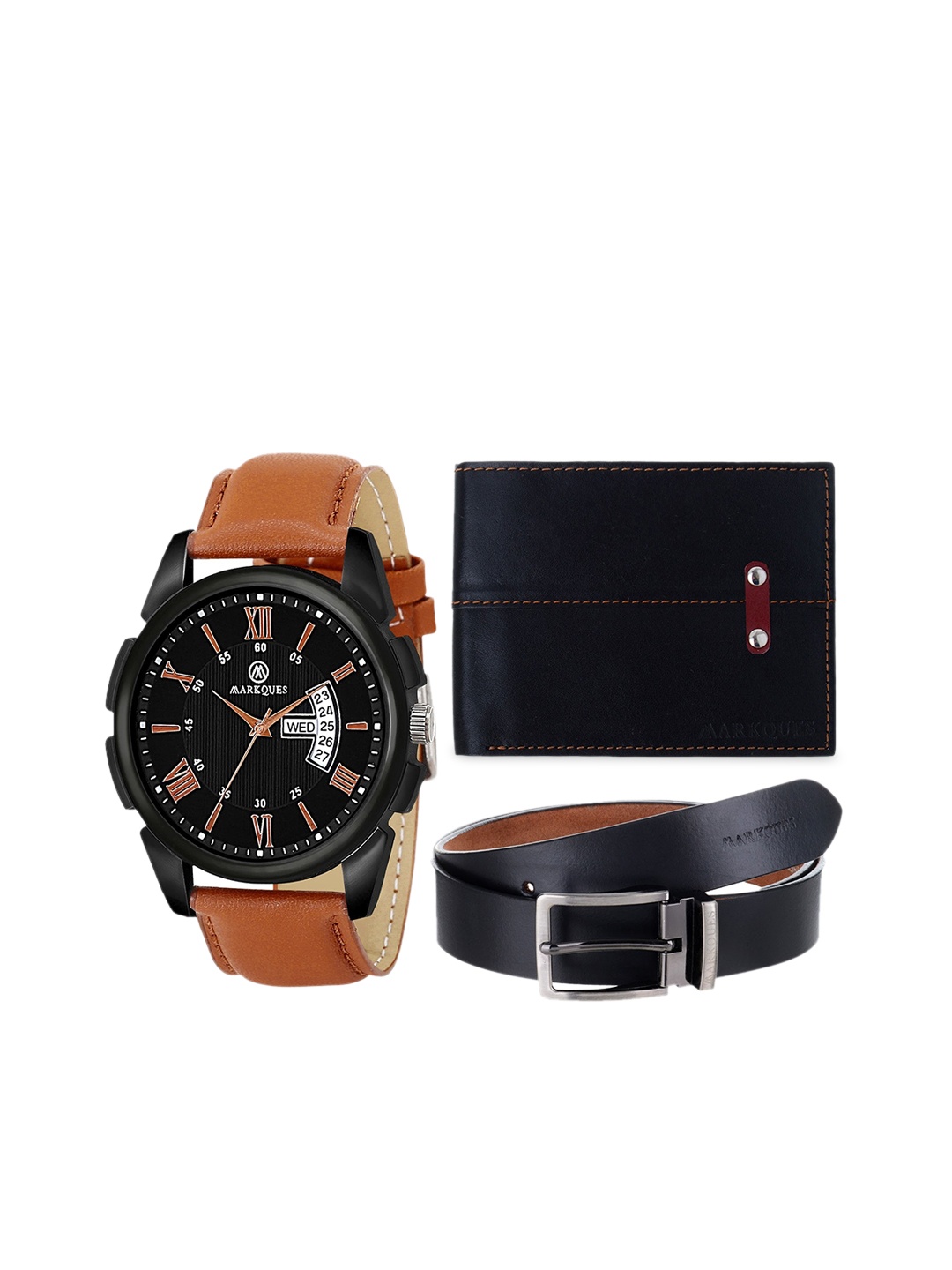 

MARKQUES Men Solid Accessory Gift Set, Black